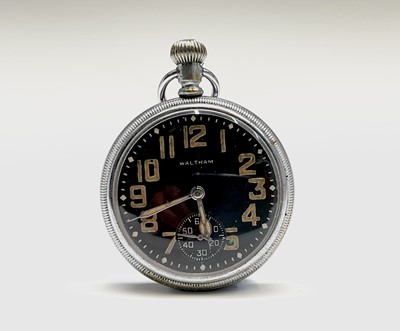 Lot 217 - A Waltham military pocket watch with black...