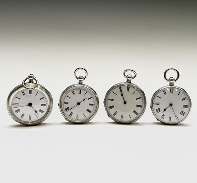 Lot 197 - Four small, engraved silver-cased, open-face...