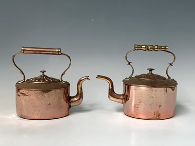 Lot 167 - Three Victorian copper kettles, the largest...