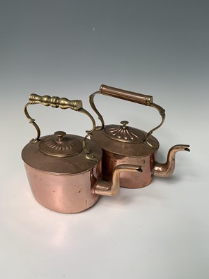 Lot 167 - Three Victorian copper kettles, the largest...