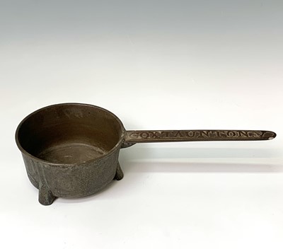 Lot 129 - An 18th century bell metal skillet, by Cox of...