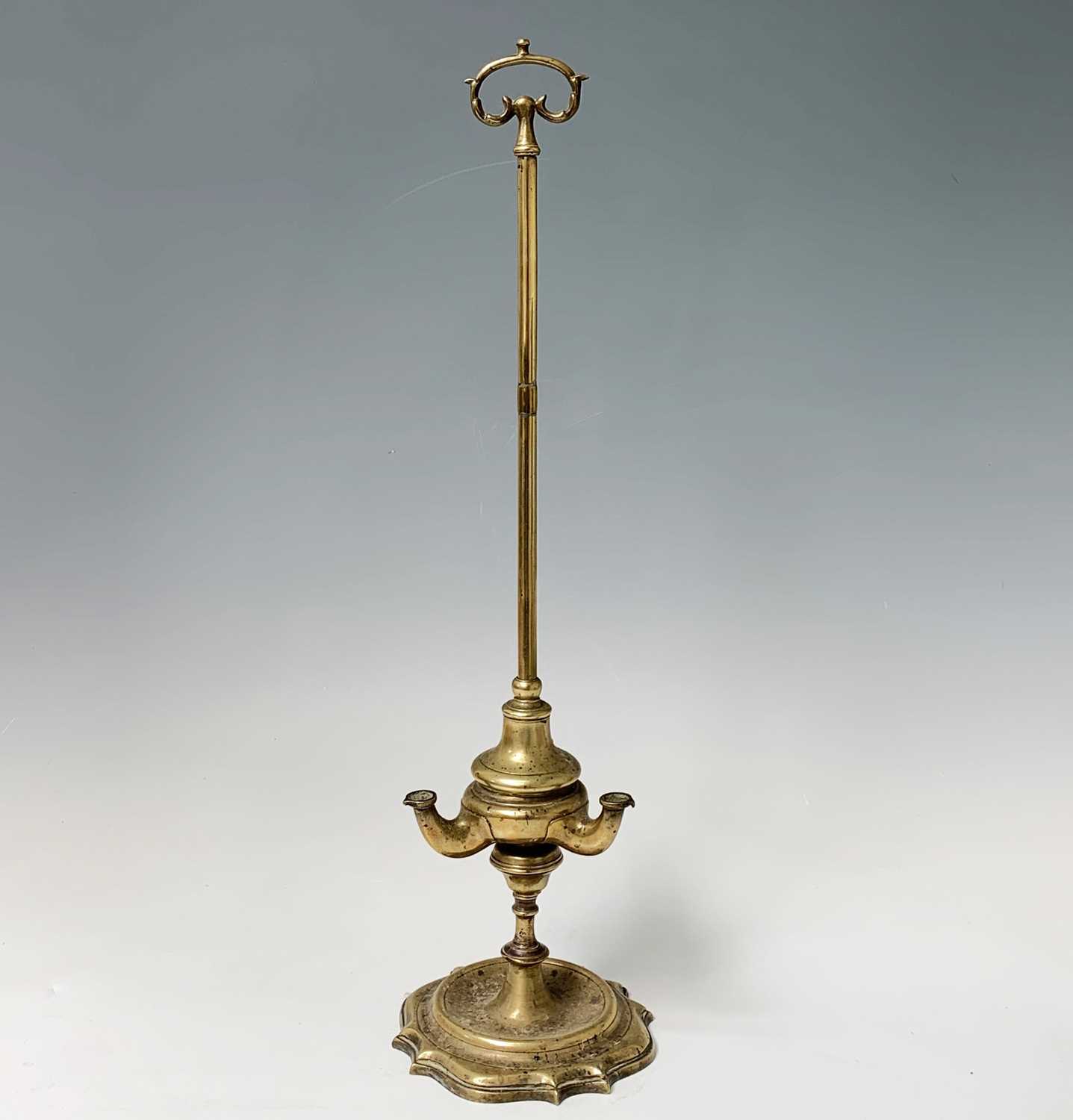 Lot 125 - A brass Lucerna oil Lamp, early 19th century,