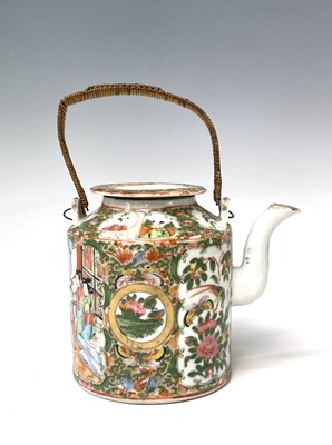 Lot 127 - A Chinese Canton porcelain teapot, 19th...