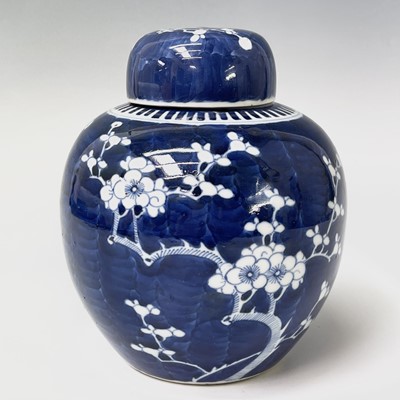 Lot 128 - A Chinese prunus blossom pattern ginger jar...