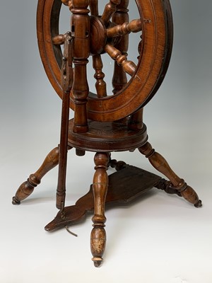 Lot 198 - A beech saxony spinning wheel, 19th century,...