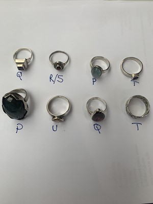 Lot 278 - Eight silver rings 54.4gm