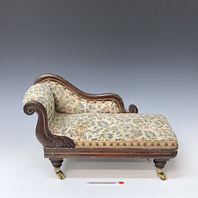 Lot 131 - A Victorian miniature mahogany chaise lounge,...