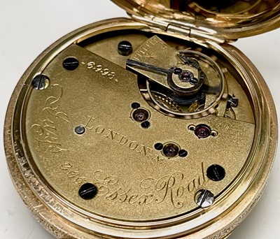 Lot 124 - An 18ct gold engraved keyless fob watch by...