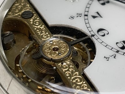 Lot 283 - A silver Hebdomas 8 Day keyless pocket watch...