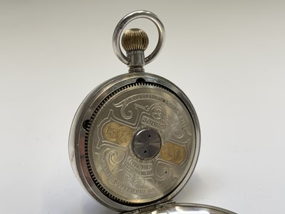 Lot 283 - A silver Hebdomas 8 Day keyless pocket watch...