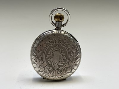 Lot 283 - A silver Hebdomas 8 Day keyless pocket watch...