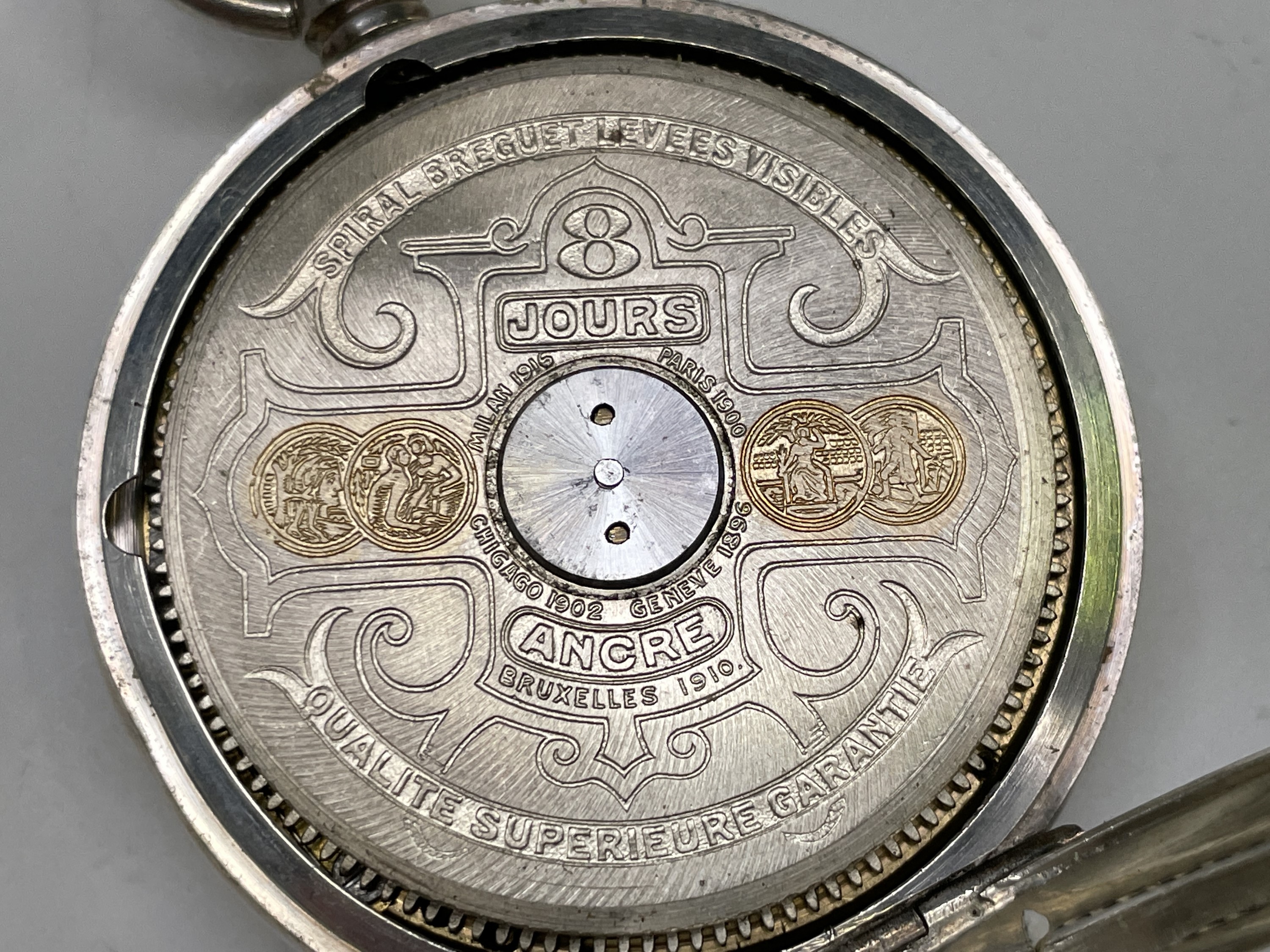 Lot 283 A silver Hebdomas 8 Day keyless pocket watch