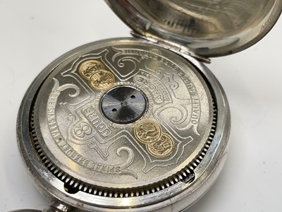 Lot 283 - A silver Hebdomas 8 Day keyless pocket watch...