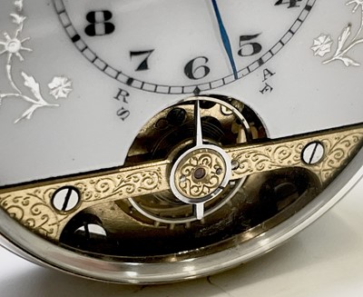 Lot 283 - A silver Hebdomas 8 Day keyless pocket watch...