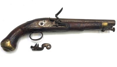 Lot 214 - A flintlock military pistol, full length 39cm.