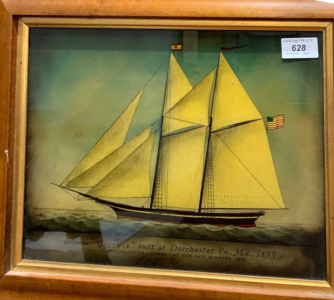 Lot 628 - A Victorian reverse painting on glass...