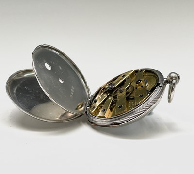 Lot 82 - Five silver key-wind fob watches each with...