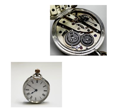 Lot 174 - Four silver keyless fob watches with white...