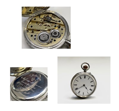 Lot 174 - Four silver keyless fob watches with white...