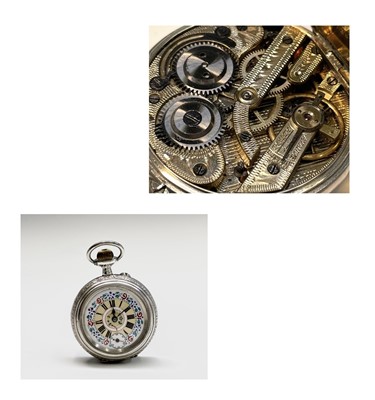 Lot 84 - Two fancy silver cased keyless pocket watches...