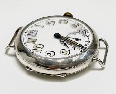 Lot 193 - Three silver trench cased wristwatches each 33....