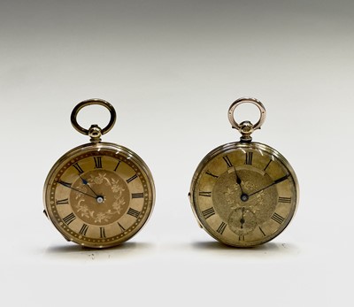 Lot 204 - Two 18ct gold key wind watches each with gold...
