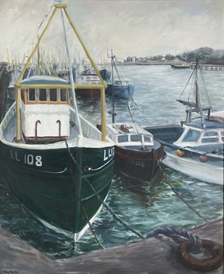 Lot 104 - L TREMBATH Fishing Boats Oil on board Signed...