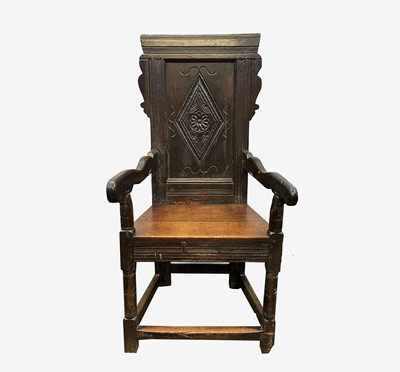 Lot 122 - An oak Wainscot armchair, late 17th century,...