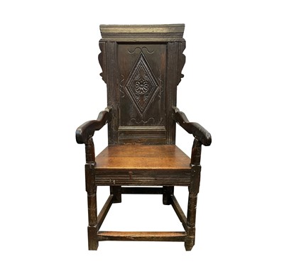 Lot 52 - An oak Wainscot armchair, late 17th century,...