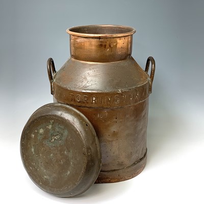 Lot 225 - A Torridge Vale Torrington copper milk churn,...