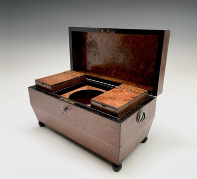 Lot 229 - A Regency burr walnut tea caddy, of...