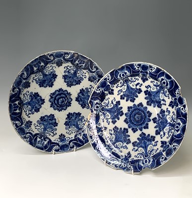 Lot 235 - Two similar Dutch Delft chargers, 18th century,...