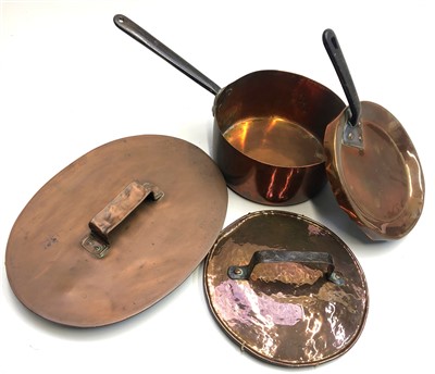 Lot 231 - A Victorian copper saucepan with associated...