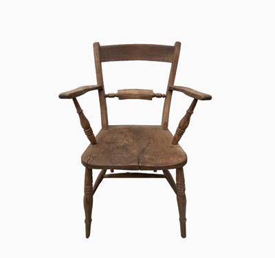 Lot 265 - A beech and elm open armchair, 19th century,...