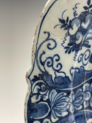 Lot 251 - A Dutch Delft dish, 18th century, painted in...