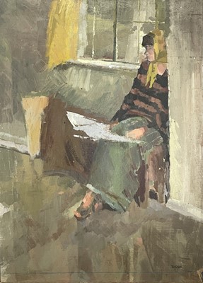 Lot 105 - William TUDOR Figure by a window Oil on board...