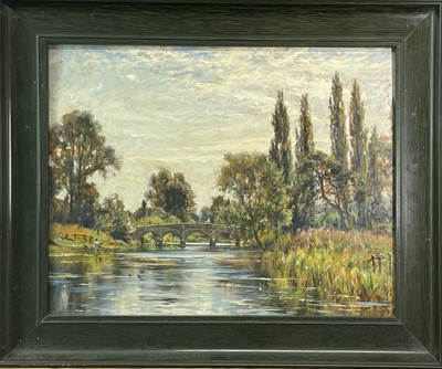 Lot 1154 - Robert MORLEY (1857-1941) Wishford Bridge Oil...