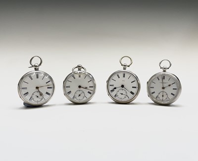 Lot 250 - Four English fusee silver open face pocket...