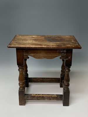 Lot 303 - A 17th century style oak joint stool, mid 20th...