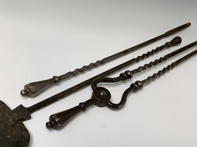 Lot 307 - A set of three steel fire irons, 19th century,...