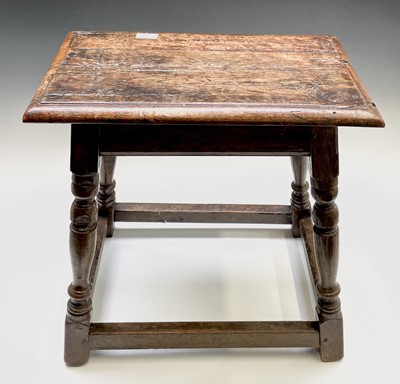 Lot 313 - A 17th century style oak joint stool, the top...