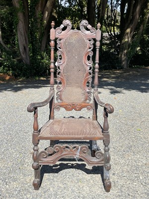 Lot 298 - A Charles II walnut high-back armchair, late...