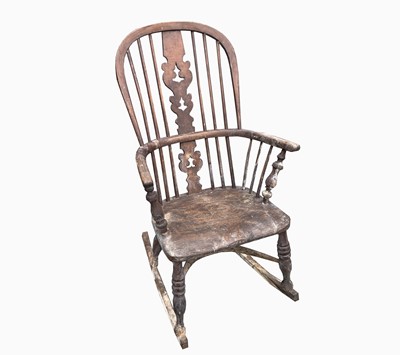 Lot 326 - An ash and elm windsor armchair, 19th century,...