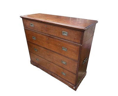 Lot 3011 - A mahogany campaign chest, 19th century, with...