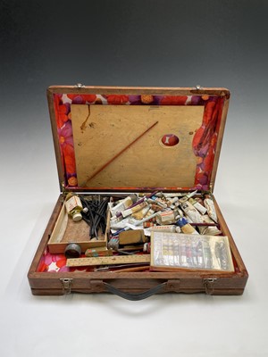 Lot 105 - A 20th century wood artist's box, with...