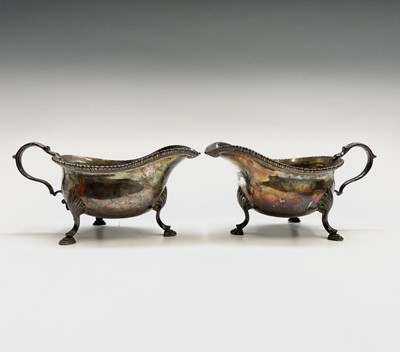 Lot 432 - A pair of George III silver sauce boats London...