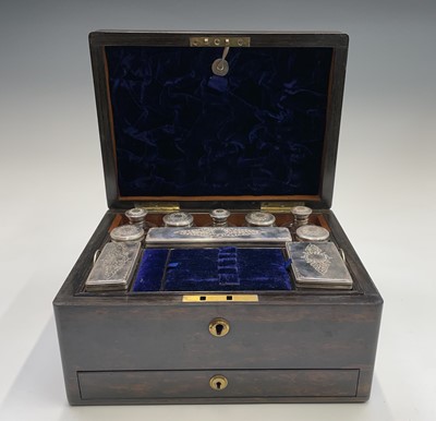 Lot 112 - A Victorian rosewood veneered toilet case, the...