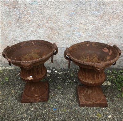 Lot 560 - A pair of Georgian style garden urns of...