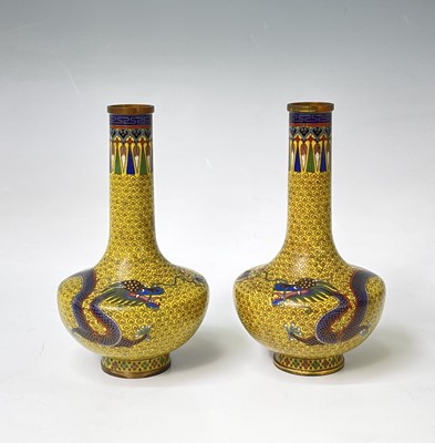 Lot 132 - A pair of Chinese cloisonne vases, late 19th...