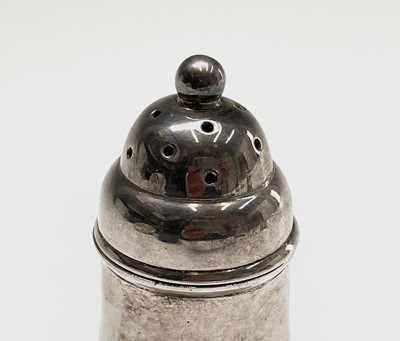 Lot 118 - A three-piece silver plated cruet set, each...